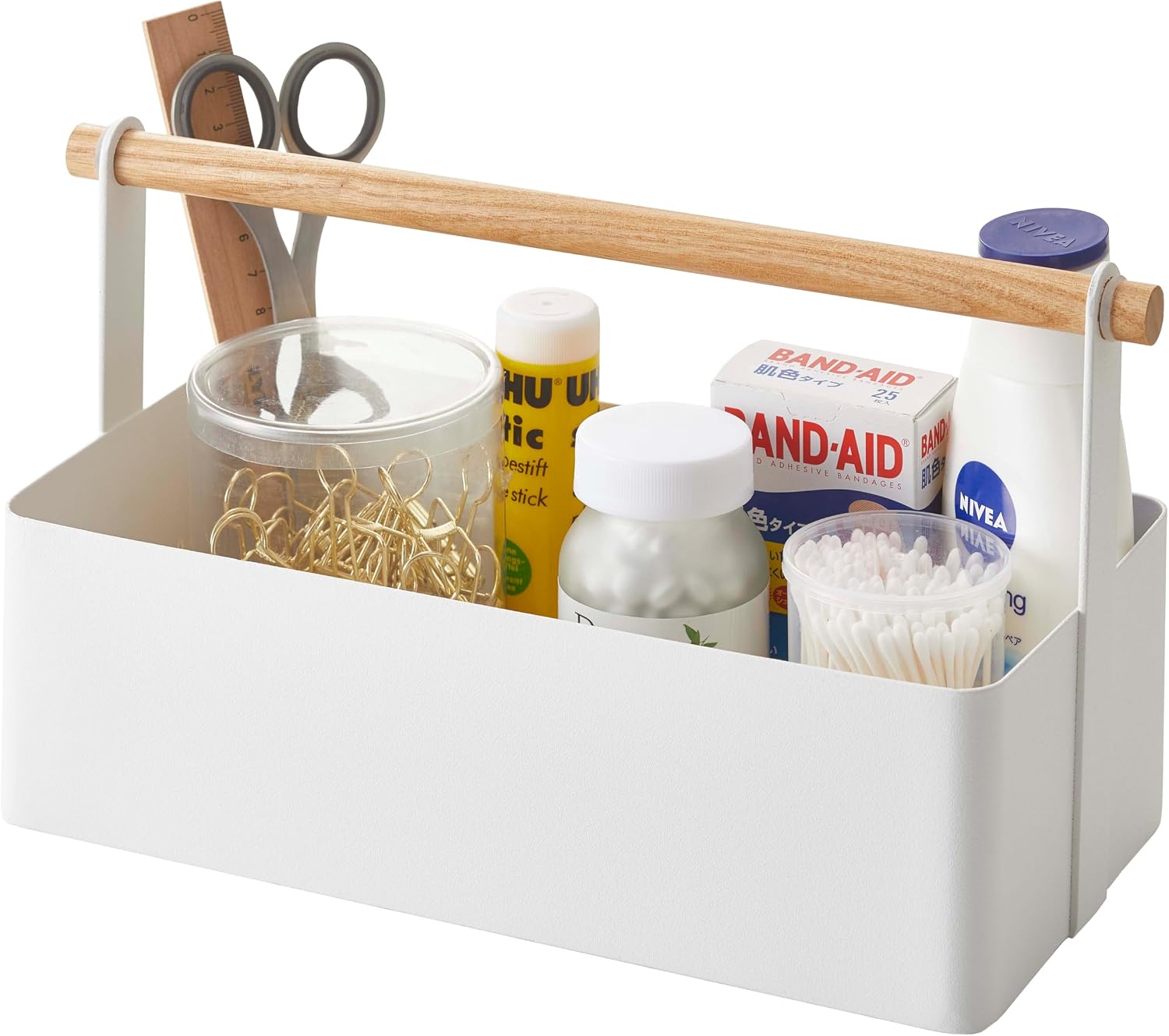 Yamazaki Tosca Storage Caddy, Large, Steel and Wood