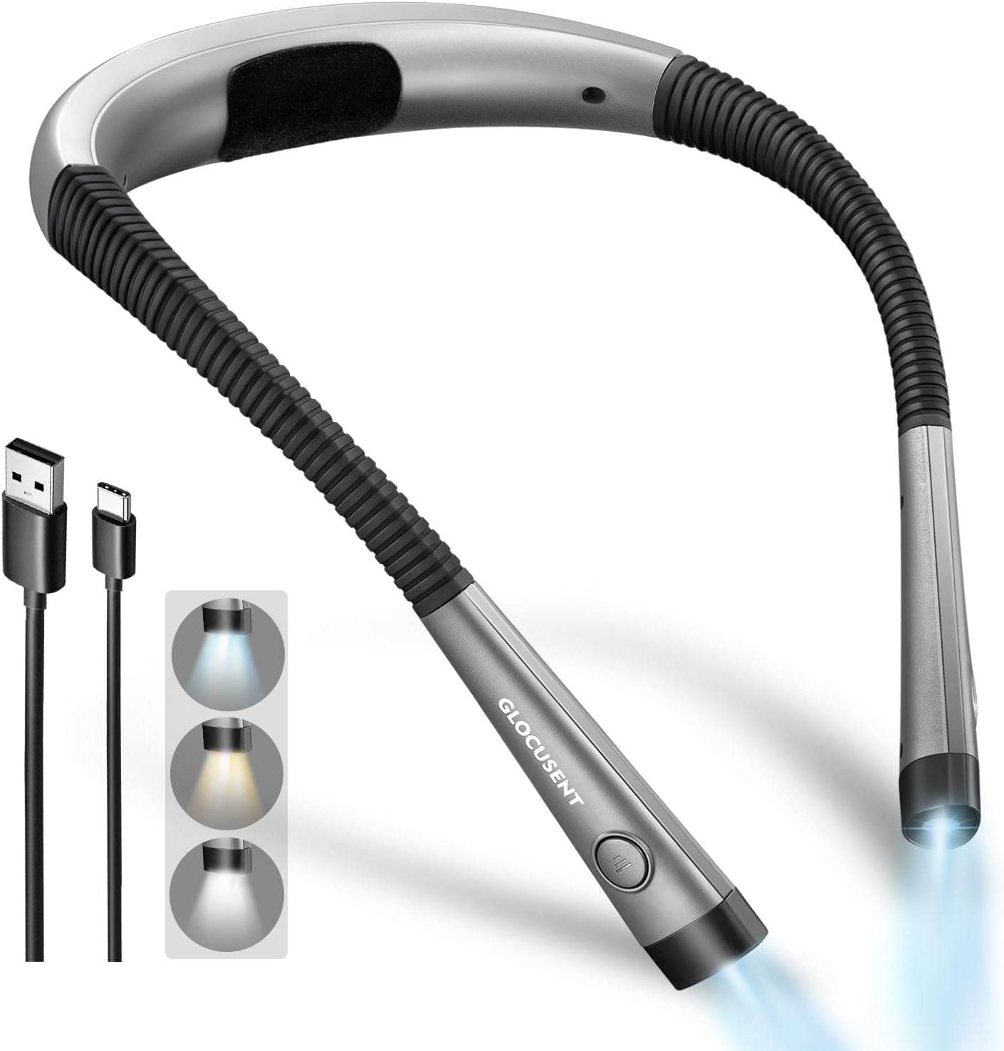 Glocusent Original Neck Reading Light, Standard Gray