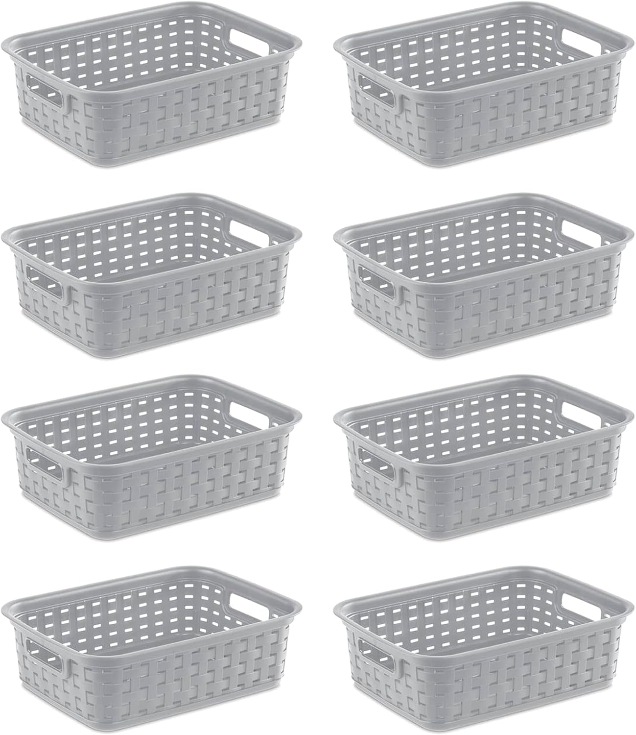Sterilite Small Weave Basket, Cement, 8-Pack